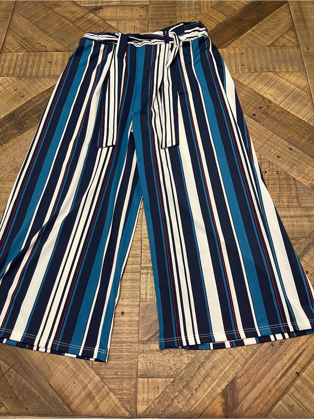 Double Zero multi-color striped wide-leg palazzo pants